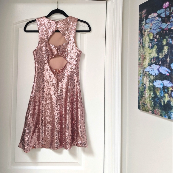 Beautiful Rose Gold Sequins Sparkly Dress - Picture 4 of 16